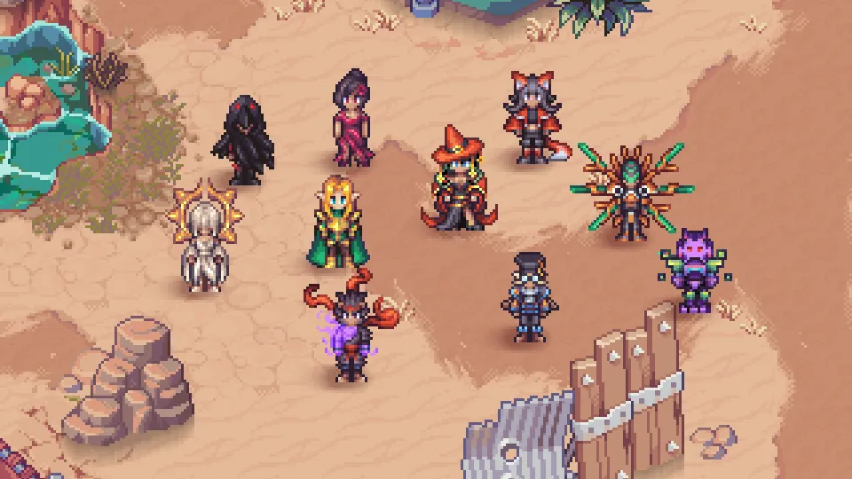 A lineup of player characters showing off cosmetic outfits in Soulbound: Online